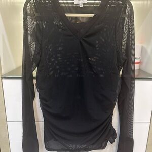 Cinq à Sept Black Sheer Long Sleeve Blouse xl